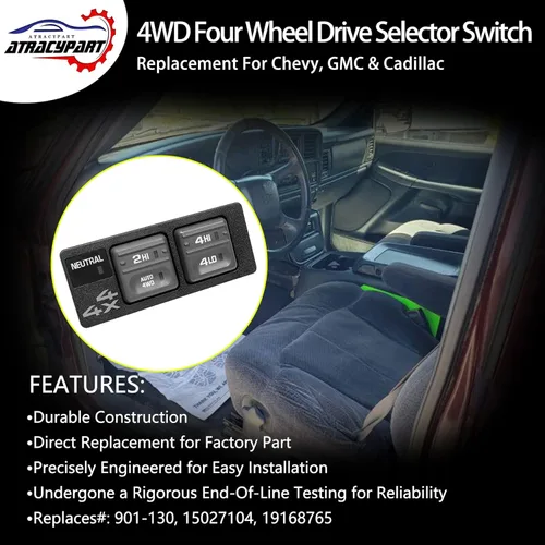 Vista 2 de Interruptor 4x4 4WD Interruptor selector de tracción en cuatro ruedas 8 PINS + 3 PINS Revisión requerida Reemplazo para Chevy, GMC 1500 2500
