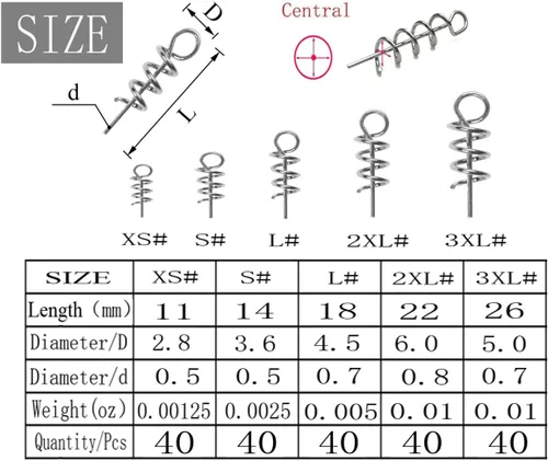 Vista 3 de 200 piezas de señuelo suave de cebo de resorte de bloqueo giratorio de pesca al aire libre manivela de gancho de centrado para señuelo suave cebo
