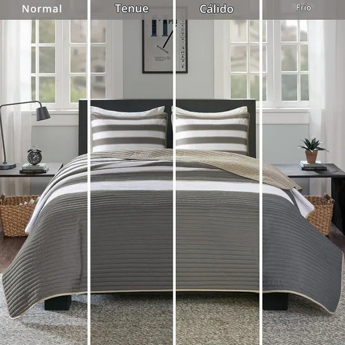 Vista 8 de Comfort Spaces Juego de edredón moderno e informal, divertido con diseño de colores vibrantes, hipoalergénico para todas las estaciones, colcha Azul