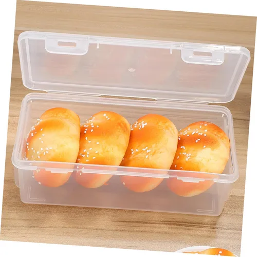 Vista 9 de Housoutil Caja de almacenamiento de pan de 2 piezas, organizador de plástico transparente, contenedor de grano de café, caja de almacenamiento