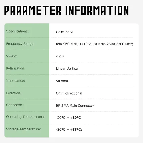Vista 7 de Antena de cámara celular 4G LTE 8dBi RP-SMA macho de repuesto para Spypoint Stealth Cam Cámara de rastro celular, cámara de juego, cámara de caza