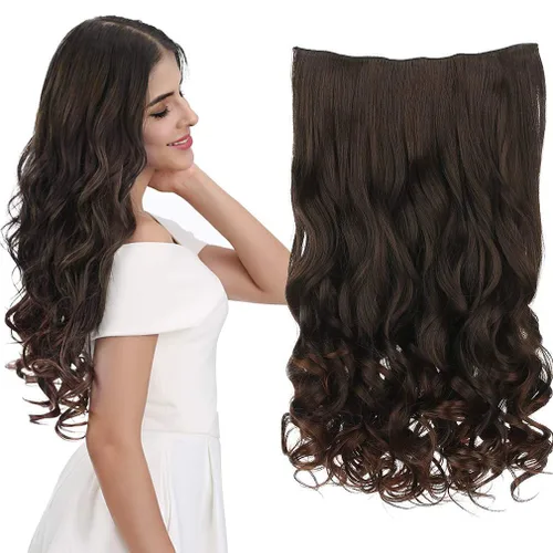 Vista 52 de REECHO Extensiones de cabello rubio, extensiones de una pieza con clip de 20" para mujer, extensiones de cabello sintético suave y natural con ondas