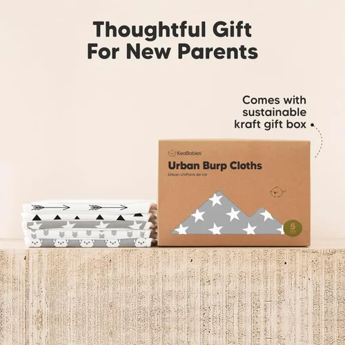 Vista 9 de Paños orgánicos para eructos para bebés niños y niñas - Paquete de 5 paños de algodón súper absorbentes para eructar para bebés, trapos suaves