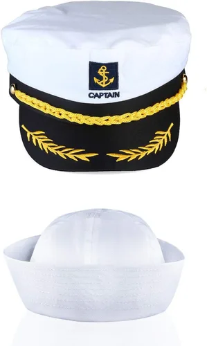 Vista 3 de Beelittle - Juego de accesorios de disfraz de capitán de yate - Sombrero de marinero con pipa de maíz y lentes de aviador