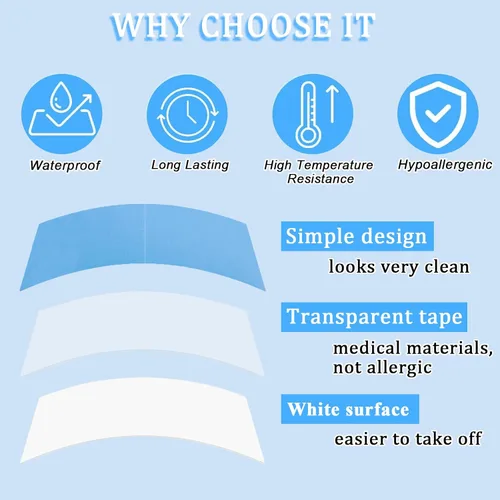 Vista 4 de Kachanaa 48 piezas de pegamento de encaje ultra fuerte impermeable de doble cara para peluca de encaje frontal, cinta adhesiva de encaje de sujeción