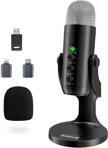 Vista 8 de ZealSound Micrófono USB, micrófono condensador de computadora, micrófonos para juegos Plug & Play para PS 4 y 5. Salida de auriculares y control