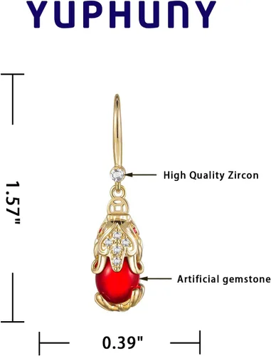 Vista 2 de Pendientes de gota Joyas Rubí 18K Pendientes Stud Joyería Pendiente Banquete de Cumpleaños y Bar Mitzvah