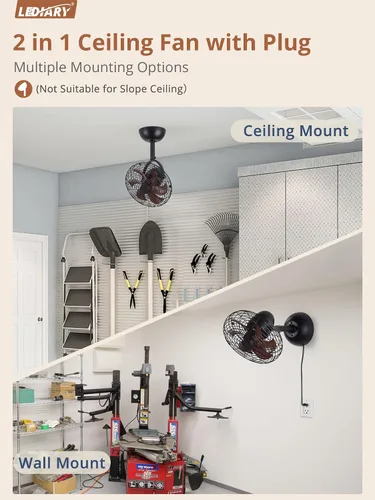 Vista 2 de LEDIARY Ventilador pequeño de montaje en pared de 10 pulgadas y control Nogal