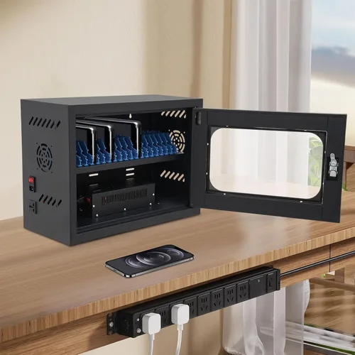 Vista 2 de 20 Unit Device Charging Station, Charging Cabinet for Cellphones & Tablet Computers, Mobile Phone Charging Cabinet with Charger Cable Management or