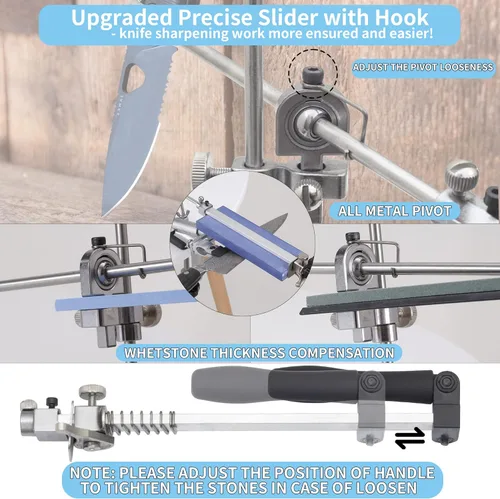 Vista 3 de CWOVRS Kit de afilado de cuchillos, sistema de afilado de cuchillos de precisión RX-009, rotación de giro de 360°, afilador de cuchillos de ángulo