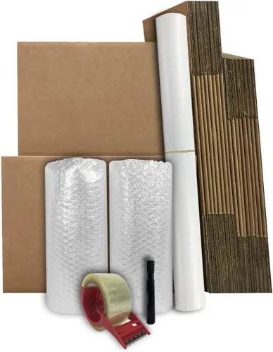 Vista 4 de Kit básico de mudanza de 18 cajas de mudanza de un dormitorio: cajas, suministros de embalaje y cinta.