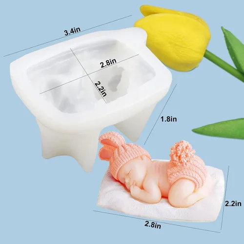 Vista 2 de Molde de silicona para bebé, molde de silicona para dormir, molde de fondant de silicona para baby shower, molde de caramelo de chocolate