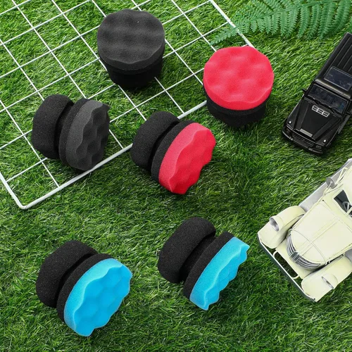 Vista 4 de 6 aplicadores de apósito de agarre hexagonal para neumáticos, aplicador de brillo de neumáticos, almohadilla de tocador, esponja de espuma para Negro