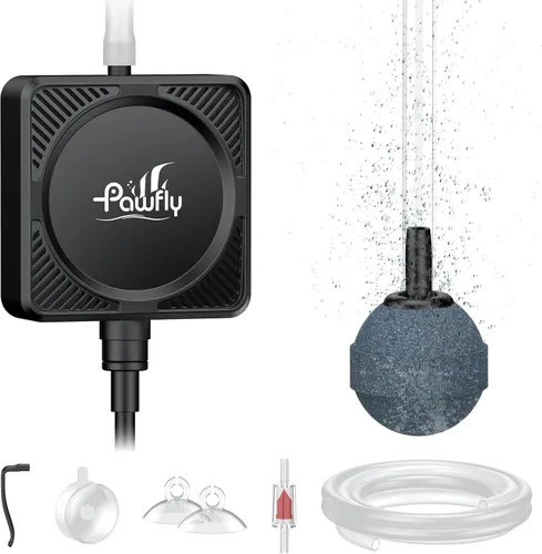 Pawfly Mini bomba de aire para acuario, kit aireador de oxígeno ultra silencioso para peceras de 1 a 15 galones con tubo de aire, piedra de aire,