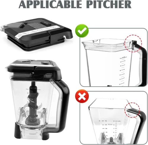 Vista 2 de Piezas de repuesto compatibles con licuadora Ninja, tapa de repuesto para jarra Ninja de 72 onzas, compatible con BL642 BN701 BN751 BN801 BL610