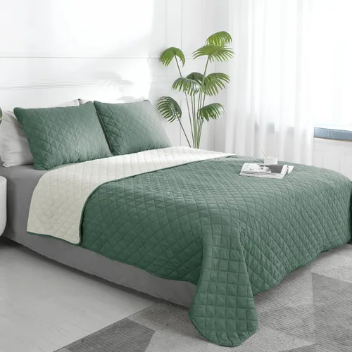 Vista 20 de Easy-Going - Juego de colcha reversible con 1 funda de almohada, tamaño individual, colcha suave, resistente al agua y a las manchas, de microfibra