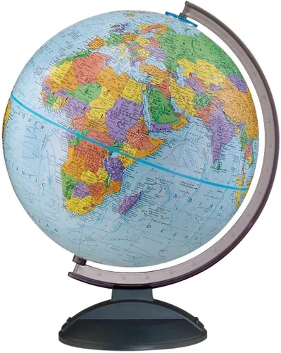 Vista 6 de Replogle Globo de alivio elevado marrón de 12 pulgadas fácil de montar con soporte y cartografía detallada para niños y aulas. Incluye bordes