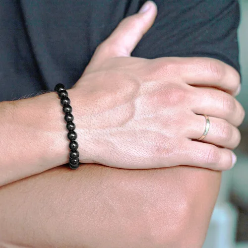 Vista 2 de Belvoir Collection Genuine Natural Gemstone Beaded Stretch Bracelet - 8mm Round Beads (7.25")