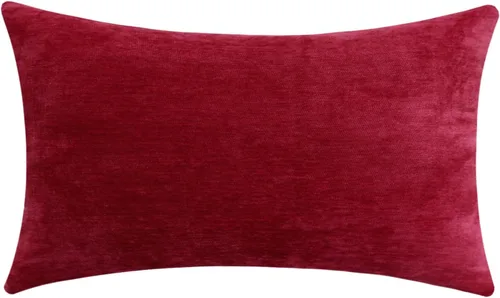 Vista 57 de Jeneoo - Fundas de almohada decorativas rojas brillantes de chenilla suave, fundas de cojín cómodas y sólidas para sofá de sala de estar
