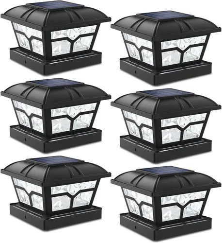 Vista 15 de SIEDiNLAR Luces solares para postes al aire libre, 2 modos de color, 8 LED para postes de 4 x 4, 5 x 5, 6 x 6 pulgadas, decoración de valla, patio