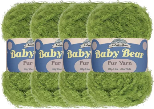 Vista 41 de JubileeYarn - Ovillo de lana de oso de bebé, piel de poliéster, 3.53 onzas/madeja, color blanco, 2 madejas