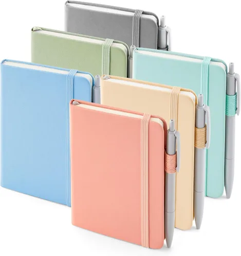 Vista 28 de Feela - Paquete de 6 cuadernos pequeños de bolsillo a granel, mini cuadernos de notas memo kawaii de tapa dura con líneas universitarias y soporte