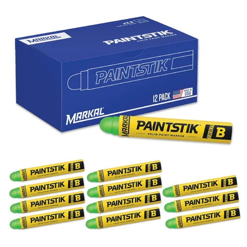 Marcador de superficie ambiente de pintura sólida Markal, B-Paintstik, Verde fosforescente, 12 Verde fluorescente