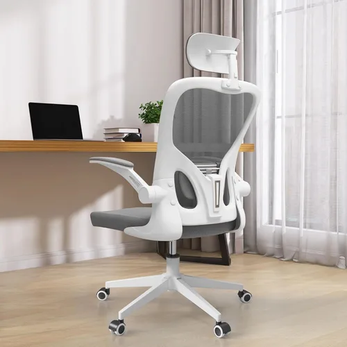 Vista 11 de Silla de oficina ergonómica, silla de escritorio de malla con reposacabezas ajustable y reposabrazos 2D, sillas de computadora con soporte lumbar