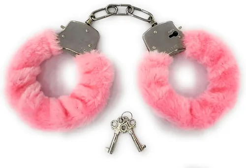 Vista 9 de Esposas de felpa con llaves, esposas de juguete, accesorios para disfraz de escenario (negro, 1)