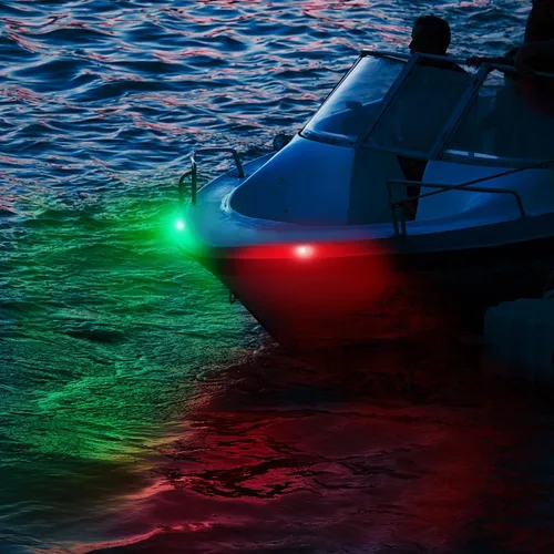 Vista 5 de Obcursco Luces de Navegación para Barco, LED Rojo y Verde de Montaje Vertical para Proa y Popa, Luces Marinas Impermeables IP67 para Pontones, Negro