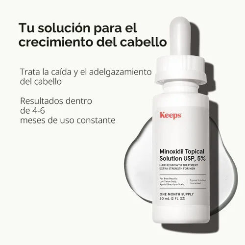Vista 2 de Keeps Minoxidil extra fuerte para hombres – Suero de crecimiento del cabello de minoxidil al 5% – Tratamiento de pérdida de cabello y crecimiento