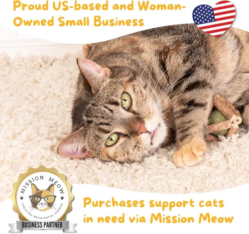 Vista 4 de Hide & Scratch Bolas de hierba gatera Silvervine prémium (paquete de 3) – Todo natural, tejido a mano para estimular el juego y promover la salud