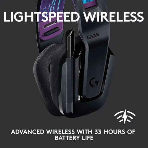 Vista 2 de Logitech G535 Lightspeed - Auriculares inalámbricos para videojuegos, ligeros, con micrófono abatible para silenciar, estéreo, compatibles con PC