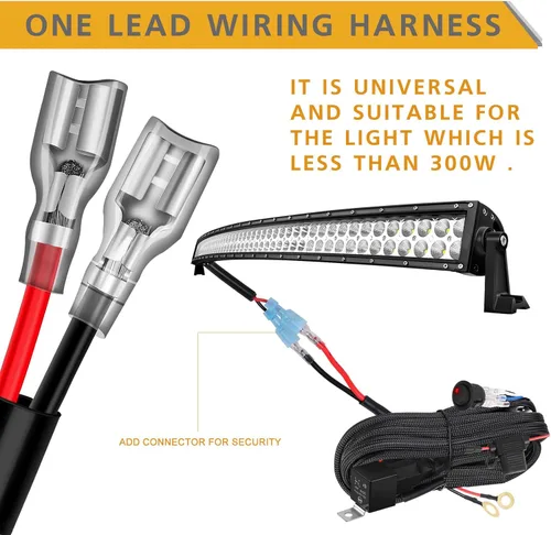 Vista 7 de Arnés de cableado de 1 cable, Rfroad Lighting Kit de arnés de cableado resistente de 12V con interruptor de balancín de nylon para barra de luz LED