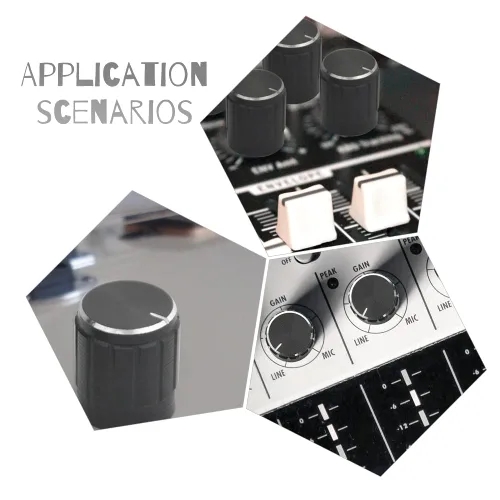 Vista 6 de WMYCONGCONG 20 PCS B10K 10K Ohm eje moleteado lineal rotatorio potenciómetro cónico con perilla negra (WH148) Kit