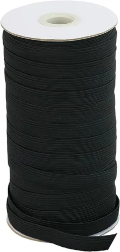 Banda elástica plana para costura, 1/2 pulgada, 50 yardas de alta elasticidad, cordón elástico negro, cuerda elástica de punto para coser