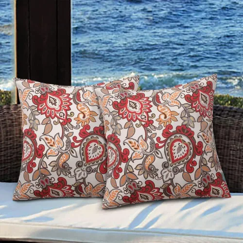 Vista 10 de Magpie Fabrics Paquete de 2 fundas de almohada impermeables para exteriores de 18 x 18 pulgadas, fundas de almohada decorativas de Navidad