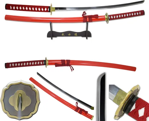 Vista 10 de Snake Eye Tactical Clásica - Espada samurái Katana de dos tonos con soporte de exhibición