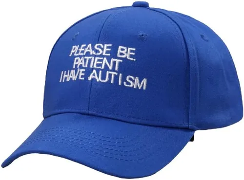 Vista 4 de Gorra de béisbol unisex de algodón con texto en inglés "Please Be Patient I Have Autismo", ajustable para papá