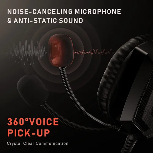 Vista 3 de GIZORI Auriculares con sonido envolvente para juegos con micrófono, auriculares para juegos sobre la oreja con micrófono de cancelación de ruido