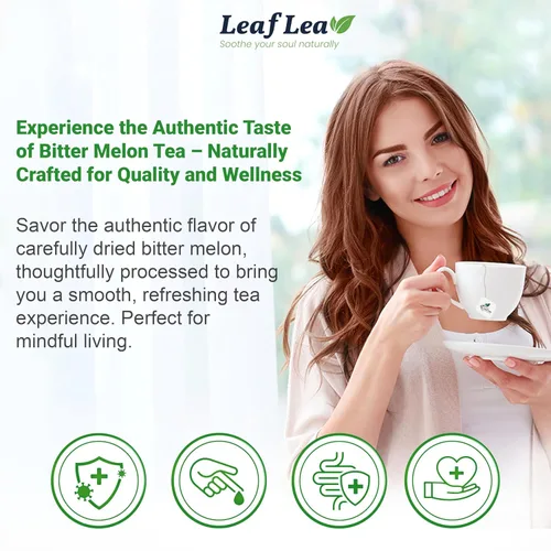 Vista 4 de LeafLea Bolsas de té de melón amargo natural, 40 bolsas de té de hierbas Cundeamor - Té de frutas Melon Amargo Gohyah Apoyo para el bienestar