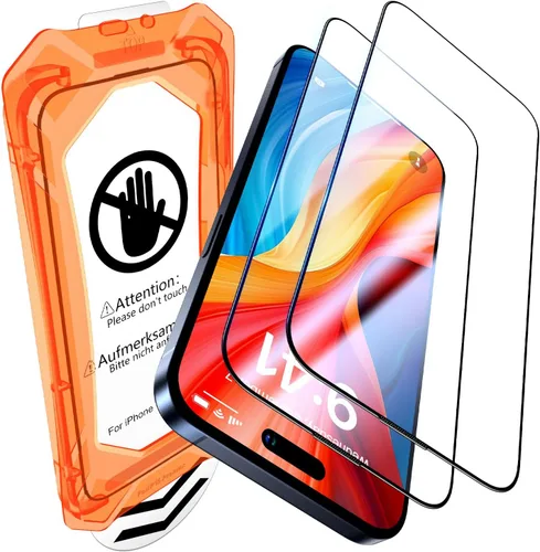 Vista 10 de UniqueMe Protector de pantalla para iPhone 15 – [Grado militar inastillable y dureza 9H+] Protector de pantalla 15 vidrio templado, protección