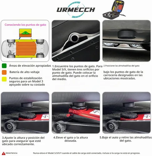 Vista 5 de Almohadilla de elevación para Tesla modelo 3/Y/S/X, 4 unidades de almohadillas de goma adaptador de almohadilla de goma para chasis, adaptador