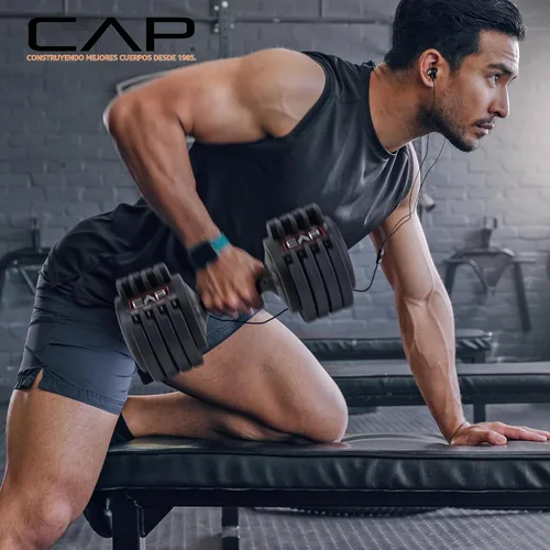 Vista 7 de CAP ADJUSTABELL Adjustable Dumbbell Set, Premium Quick Select Adjustable Weights for Strength Training, Singles & Pairs, 12.5 LB, 25 LB & 55 LB