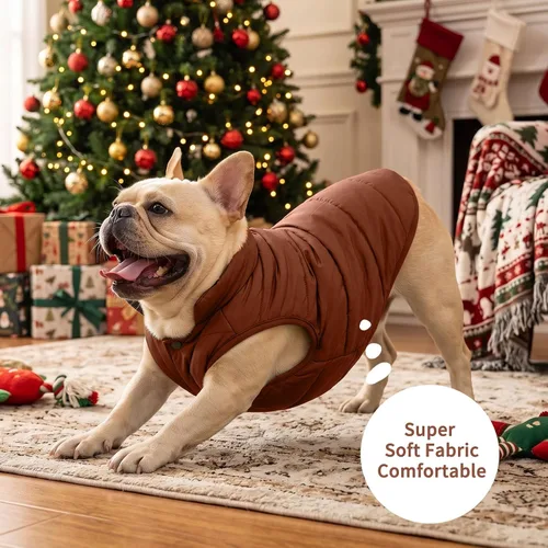 Vista 4 de JoyDaog - Chaqueta de forro polar para perro, para cachorros, para invierno y clima frío, suave y resistente al viento, abrigo para perros pequeños