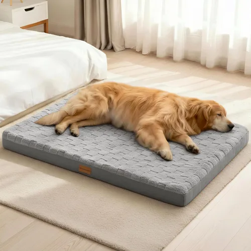 Vista 21 de Patas Lague Cama ortopédica para perro tamaño mediano 76cmX51cm, cama impermeable de espuma de celdilla de huevo suave y cálida para mascotas