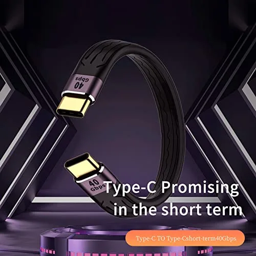 Vista 5 de APEXSUN Cable USB C corto, USB C a C de 0.4 pies, cable flexible compatible con Thunderbolt 4/3, USB4, PD 100 W, carga rápida, video 8K