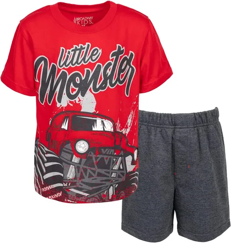 Funstuff Camiseta atlética y pantalones cortos de malla con diseño de dinosaurio, diseño de animales de videojuego, astronauta, para niños pequeños
