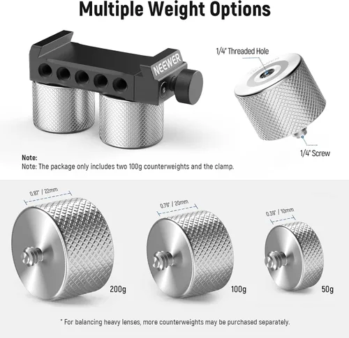 Vista 5 de NEEWER Kit de contrapesos y abrazaderas de cardán, compatible con DJI Ronin RS4 Pro RS4 RS3 Pro RS3 RS2 RSC2 ZHIYUN Crane 2S 3S Weebill S Moza Air 2