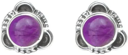 Vista 2 de Gemstone Post Stud Earrings 925 Sterling Silver Gemstone Stud Earrings For Girls Women Jewellery